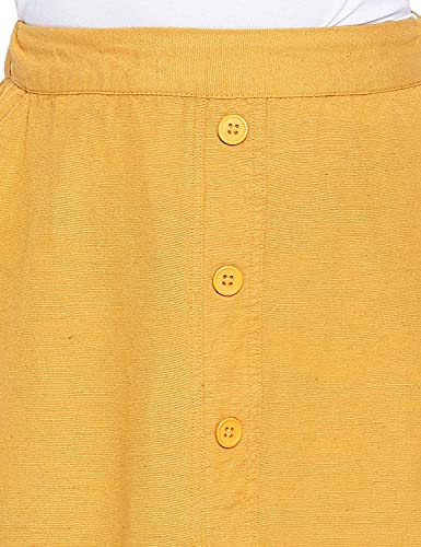 Image of oxolloxo Women Regular Fit Cotton Pencil Solid Casual Coral Skirt