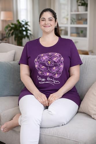 Image of RYSH Women's Printed Cotton Plus Size Longline T-Shirt with Pockets | Cotton fabric - soft longline T-shirt with easy plus-size fit