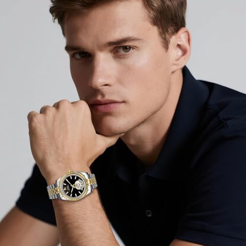 Image of BUREI Men's Classic Luxury Watch Stainless Steel Waterproof Machine Watch Fashion Double Watches Date Sapphire Crystal