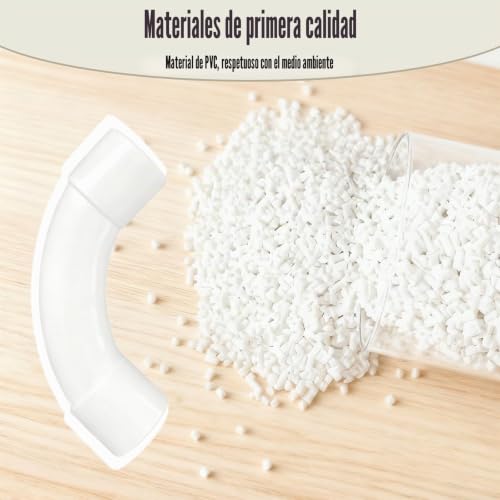 Miniatura 6 de Pevlkawr 10 Piezas Codo De Tubo Tubo Redondo Rígido Del Pvc Conectores De 90 Grados De Tubería Conducto De Plástico Cable Canal Instalación Para Sótano, Instalación De Tuberías De Cable 16mm