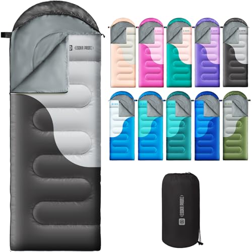 Sleeping Bags for Adults&Kids,Lightweight Waterproof Warm Weather Sleeping Bag,Compact Portable Sleeping Bag for Camping,Essentials Gear for Camping Hiking Outdoor Travel (Black)