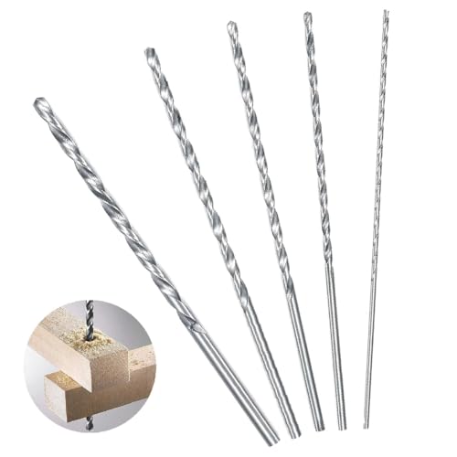 5Pcs Extra Long Twist Drill Bits, 150 mm High-speed Steel Straight Shank Twist Drill Bit Tool 2MM 3MM 3.5MM 4MM 5MM Hardness Spiral Wood Drill Bit Straight Shank Set
