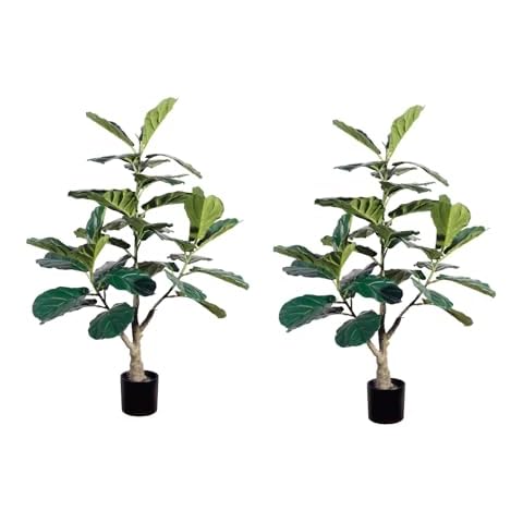Romantic season Artificial Fiddle Leaf Fig Tree 36 Inch Fake Ficus Lyrata Plant 3FT Artificial Tree in Pot for Indoor Outdoor House Home Office Garden Modern Decoration Perfect Housewarming Gift,2Pack Cover
