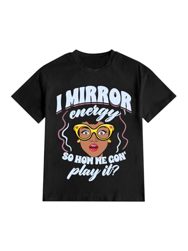 Image of BEAUDRM Women's Graphic Tees Y2K Crop Top Slogan Print Crew Neck T-Shirt 2000s Shirt Summer Tops