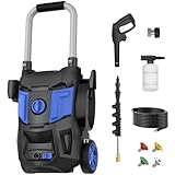 Electric Pressure Washer - 4500PSI Max 3.0GPM with 20FT Hose, 35FT Power Cord High Power Washers Electric Powered 4 Nozzles for Cleaning Patios, Cars, Gardens, Driveways and Outdoor Surfaces