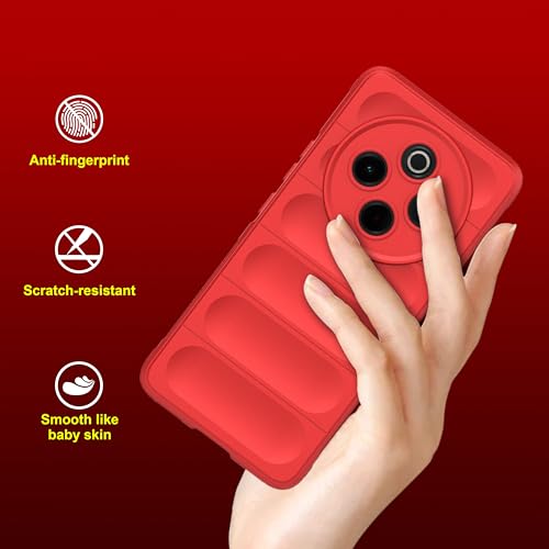 Image of amazon basics Back Case Cover for Vivo T4 5G | Compatible for Vivo T4 5G Back Cover | Liquid Silicon Magic Case with Camera Protection | Red