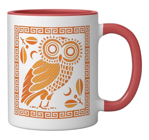 Taza de Cerámica Búho de Atenea 11 oz Rojo/Blanco miniatura 2