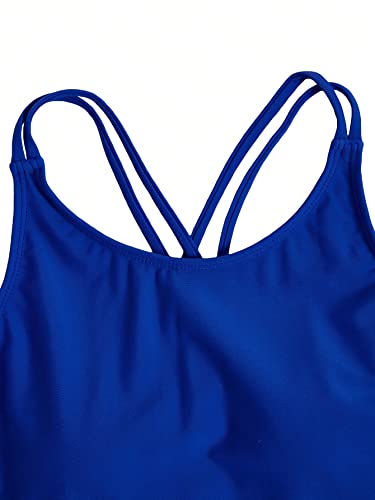 Milumia Girl'S One Piece Swimsuit Cute Tie Dye Criss Cross Bathing Suit Swimwear Royal Blue 11-12 Years thumb #3