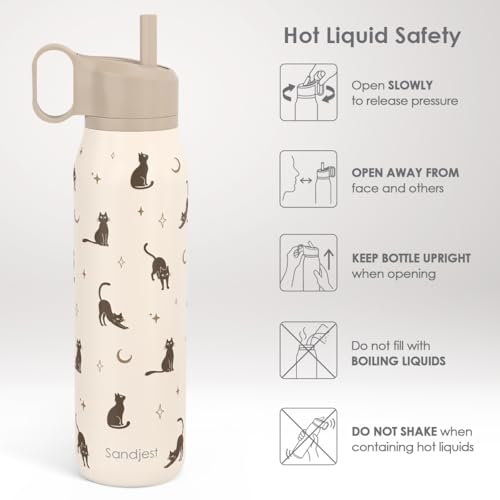 Image of Cat Stainless Steel Water Bottle with Twist Lid 20oz, Travel Insulated Water Bottles for Sports & Gym, Gift for Women Girls Friends Pet Lovers Cat Moms Birthday Christmas