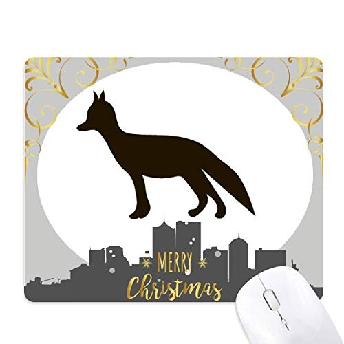 Tapis de souris de qualité supérieure, motif artistique renard noir de la nuit de Noël