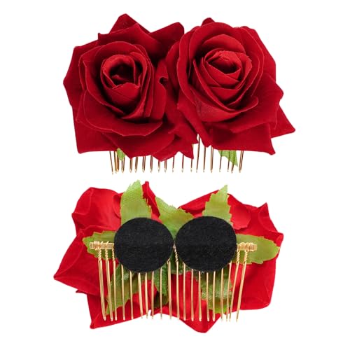 Topbuti Broches Florales de Tela en Forma de Rosa, Paquete de 3 Piezas, Accesorios Para Cabello Mujeres y Niñas miniatura 4