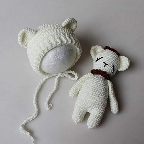Preisvergleich Produktbild Slibrat Neuheit Strickmützen reizende Baby-Jungen-Mädchen Fotografie Kleidung gestrickte Karikatur-Tierhut + Spielzeug (No.4)
