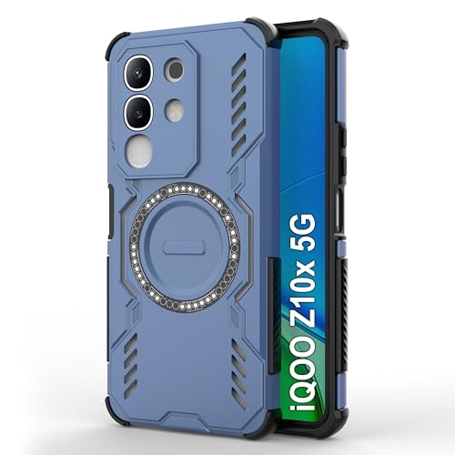 Image of Zapcase Back Case Cover for iQOO Z10x 5G | MagSafe Case with Built-in Metal Ring | Supports MagSafe Charger, Wallet & Car Mount | Shockproof Hybrid PC + TPU | Blue