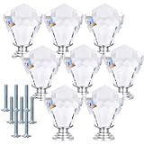 8 Pieces Door Knobs - Crystal Drawer Pulls Knobs with Screws, Clear Pull Handles for Dresser Cabinet Closet, Furniture Decorative