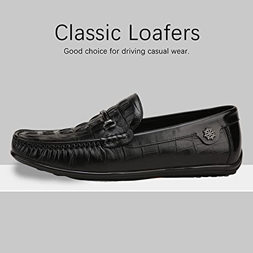 Mens Genuine Leather Slip On Loafers Comfortable Casual Driving Moccasins Brathable Loafer Dress Shoes…3