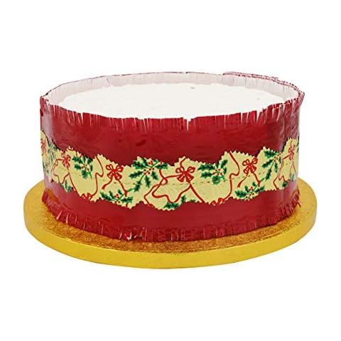 Traditional Christmas Cake Frill Ribbon Red with Gold Band Novality DIY 1 Yar Kids Holiday Birthday Party Cake Decoration Cover