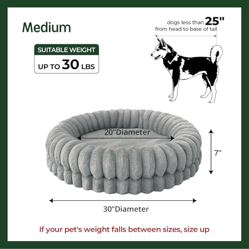 BALANCE Luxury Donut Dog Bed, 30 Inches Round Dog Bed Medium Size Dogs Washable, Orthopedic Calming Dogs Bed for Pets with Anti-Slip Bottom, Oatmeal - Image 6