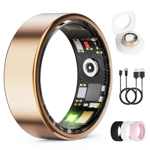 Image of Smart Ring for Women & Men, Health Tracker Ring, Fitness Tracker Ring | Blood Pressure,Temperature, Heart Rate, SpO2, HRV & Stress, IP68 Waterproof, Sleep Tracker, No App Fee (Rose Gold, 13#)