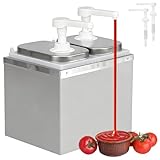 4L Ketchup Spender mit 4 360° Drehbaren Pumpen Soßenspender Grillsaucen Pumpspender 304 Edelstahl Saucenflasche Ideal für Salatdressing Senf Honig Marmelade Schokosoße