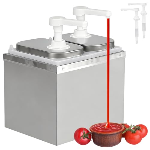 4L Ketchup Spender mit 4 360° Drehbaren Pumpen Soßenspender Grillsaucen Pumpspender 304 Edelstahl Saucenflasche Ideal für Salatdressing Senf Honig Marmelade Schokosoße