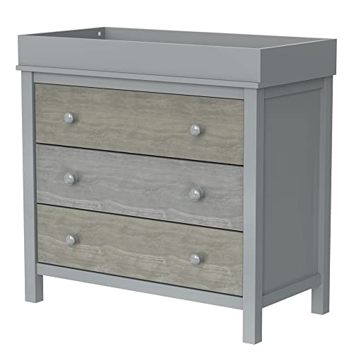 Generic 3 Drawer Changer Dresser with Removable Changing Tray in Gray, Grey