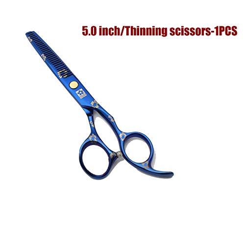 Pet Grooming Shear 5.5 Inch Straight, 6.0" 30-Tooth Straight, Thinning Sharp Shears，Blue Cherry
