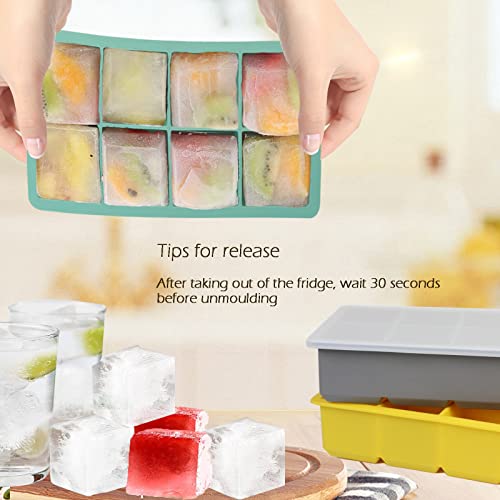 Large Ice Cube Trays For Cocktails, Nuezoo 4 Pack Silicone Big Ice Cube Mold With Lids For Whiskey, Square 8 Cavity Ice Cube Maker For Freezer, Easy Release And Flexible #TOP3