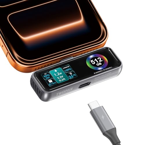 TWOPAN C|[^u iPhone SSD ProRes 4K 60fps rfI^p 512GB OXg[W iPhone 15/16 Pro/Pro Max/iMac/MacBookp LCDfBXvC USB-C PD 3.0|[g 