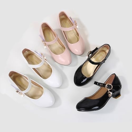 Little Big Girls Mary Jane Leather Low High Heel Pumps Shoes Girls Formal Dress Princess Flower Shoes for Party Wedding2