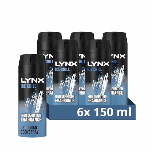 Lynx Ice Chill Aerosol Bodyspray 48 hours of odour-busting zinc tech iced mint & lemon deodorant 6x 150 ml