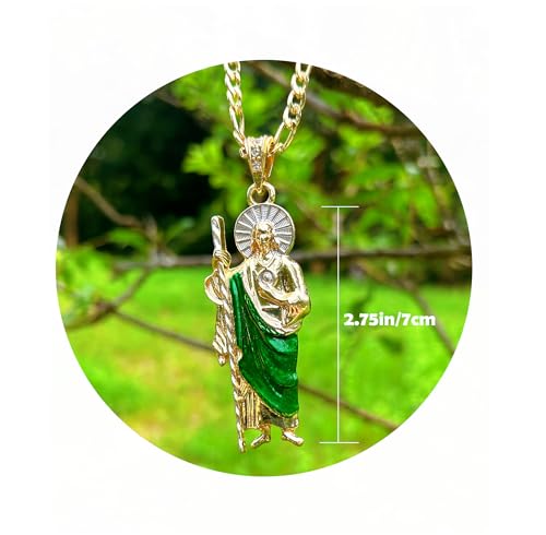 San Judas Tadeo Necklace Diamond 24K Gold Plated San Judas Tadeo Necklace San Judas Medalla (Gold 258)2