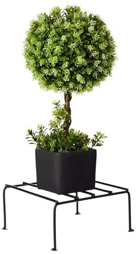 Image of Amazon Brand - Solimo Metal Flower Pot Stand (Black, Set of 4, Square) | Gamla Stand for Home | Plant Stand for Balcony | Premium Stand | Living Room