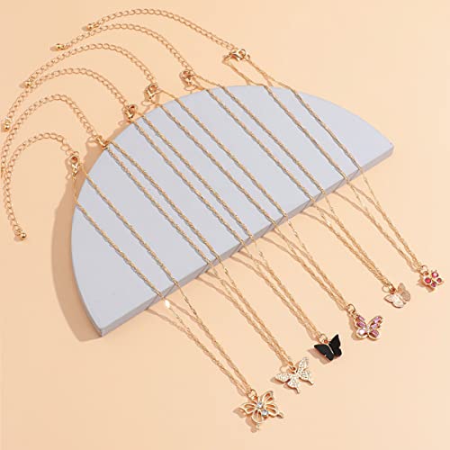 6 Butterfly Necklaces Set
