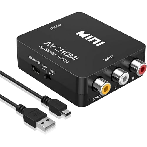 RCA to HDMI ϊA_v^[ AV to HDMI ϊRo[^[ 1080P / 720P ؂ւ 60Hz AV R|WbgibhAzCgACG[j3F[q Xbox / PS1 / PS2 / DVD/VCR/VHS Ȃǋ@