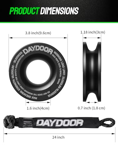 Image of DAYDOOR 68,300 LBS Soft Shackle Recovery Kit, 3 /4 inch x 24 inch (2-Pack) with 7075 Aluminum Snatch Ring, Winch Accessory for Ford F250 /F350, Ram 2500 /3500, Heavy Tractor & Full-Size Trucks(Gray)