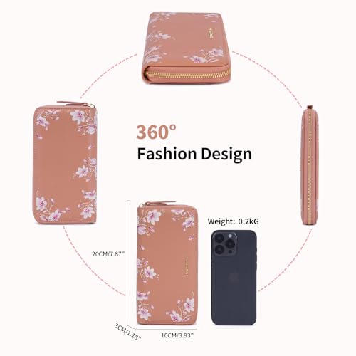 Image of Pomelo Best Wristlet Women Wallet Floral RFID Clutch Purse | Vegan Leather, Multi Credit Card, Large Capacity Zip Around Long Travel Wallets with Coin and Phone Pocket for Ladies
