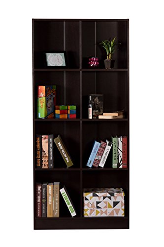 Image of DeckUp Meritus-L 4-Shelf Engineered Wood Book Shelf and Display Unit (Dark Wenge, Matte Finish)
