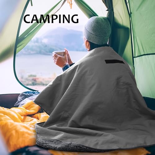 Image of Tirrinia Large Waterproof Outdoor Blanket, Soft Warm Windproof Stadium Blanket with Sherpa Fleece and Foldable for Outdoor Sport, Baseball, Football, Beach, Concerts, Car