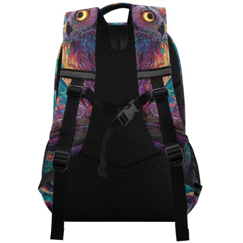 Colorful Owl Kid's Elementary Middle School Backpack for Son Daughter, Age 6-12 Back to School Backpack Bookbag Schoolbag for Boys Girls2