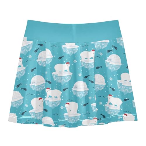 Girls Skorts High Waist Athletic Skirts with Shorts Polar Bear Stretchy Teens Performance Tennis3