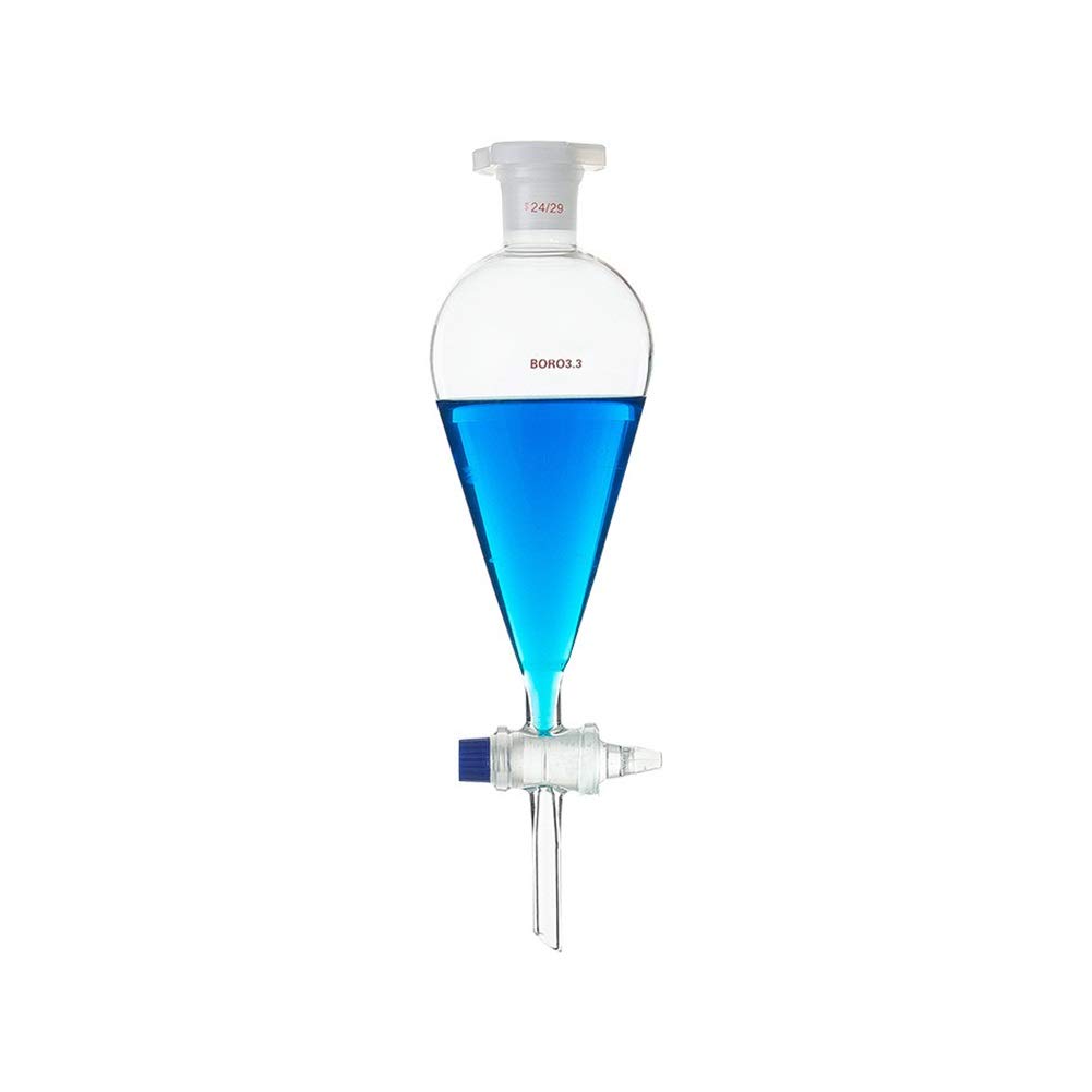 Konisches Scheidetrichter-Borosilikatglas-Laborglas mit PTFE/Glas-Absperrhahn, 60 ml - 5000 ml erhältlich (Color : Glass Stopcock, Size : 3000ml)