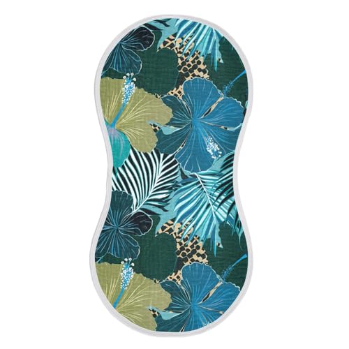 Hibiscus Palm Leaves Teal Burp Cloths for Babies Burp Rag Cotton Spit Up Rag for Newborns Babies Girls2