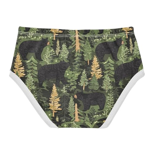 ZZKKO Green Forest Black Bear Girls Underwear Toddler Panties for Girls Comfort Brief Size 2T-8Y2