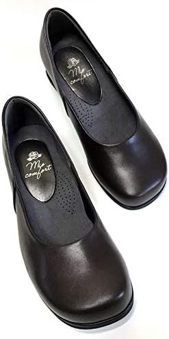Mio comfort] 婦人靴.net 5e ストラップ パンプス 本革 幅広 甲高
