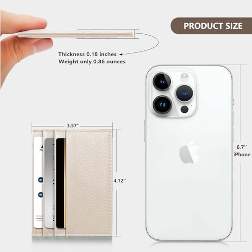 M-Plateau Credit Card Wallet, Super Slim Card Holder, Genuine Leather Wallet for Man and Women with 6 Card Slots and 1 Pocket (Off-White)2