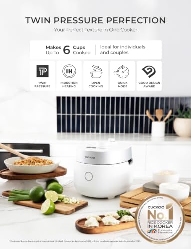 CUCKOO CRP-MHTR0309F | 3-Cup (Uncooked) Twin Pressure Induction Heating Rice Cooker | 11 Menu Options: High/Non-Pressure & More, Made in Korea | White, 3 Cups - Image 2