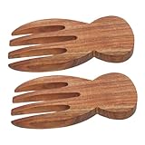 ULTECHNOVO Juego De 2 Pinzas De Madera para Ensalada De Acacia, Cucharas y Tenedores Ergonómicos, Utensilios Multiusos para Mezclar y Servir, Aptos para Cocina y Buffet