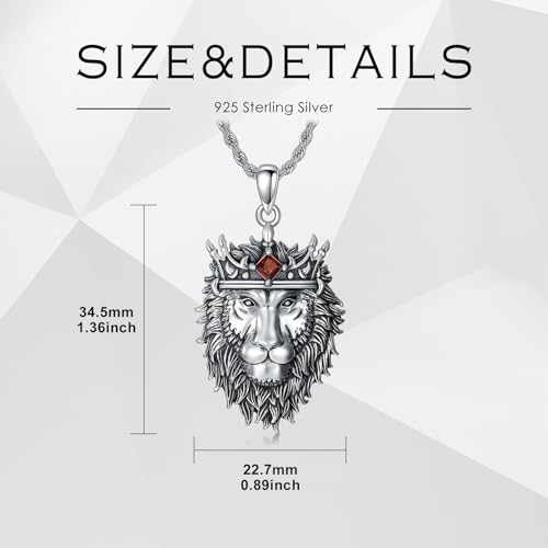 Lattd Lion Necklace With Crown 925 Sterling Silver Lion Pendant For Men With Ruby Cz thumb #3