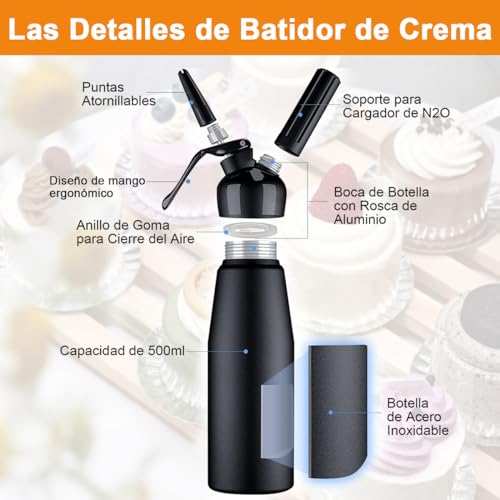 La Mejor Recopilación de Dispensador de crema batida los 5 mejores. 6 Dispensador de crema batida marca AHILAX (3)