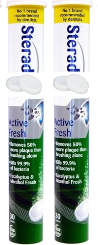 Steradent Active Fresh Denture Cleaning Tablets 30 - Daily Denture Cleaning Bundle Tablets, Pack of 2